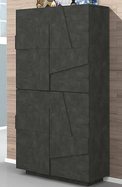 Etagere à chaussures Orfeo, Armoire polyvalente avec 4 portes battantes, Etagere à chaussures d'entrée, 81x38h167 cm, Ardoise