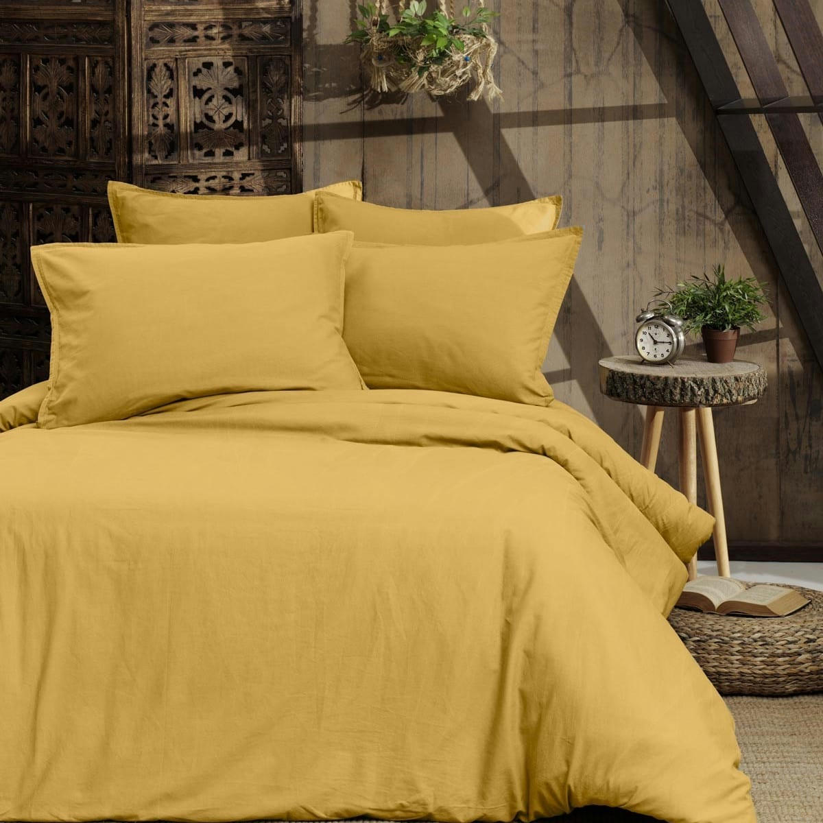 HOME WASHED - Housse de couette en percale lavée  safran 260x240 cm