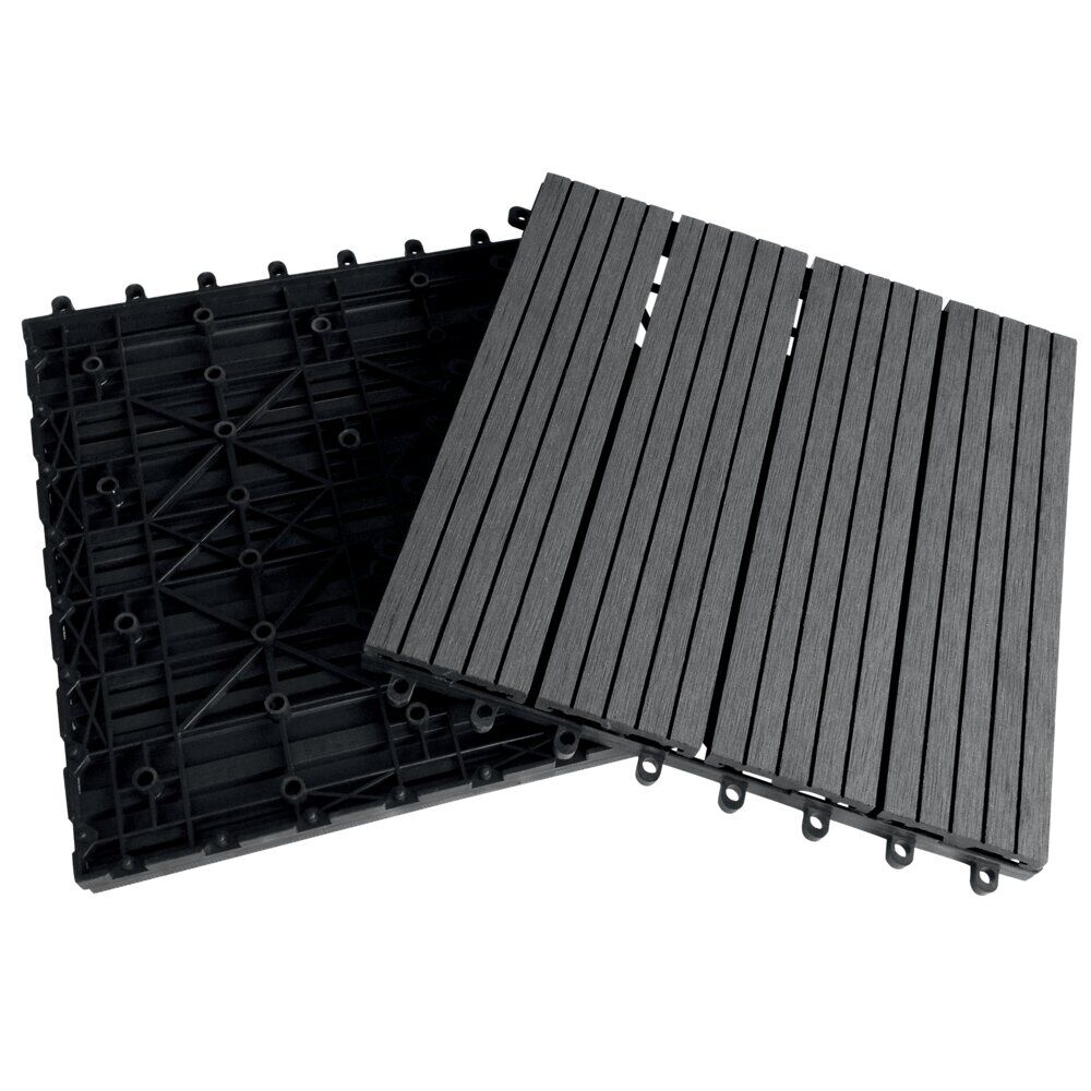Dalle de jardin clipsable noir x4