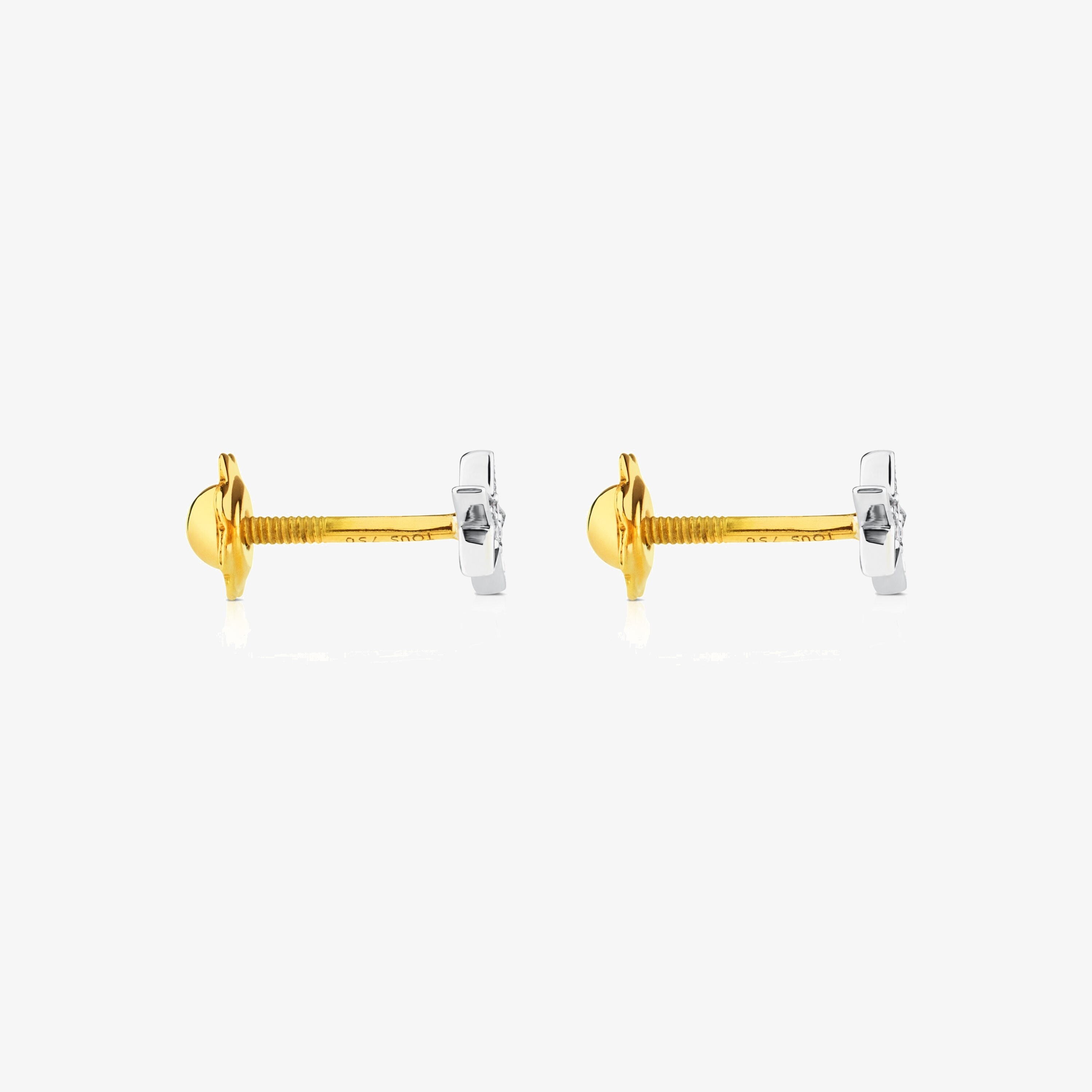 Pendientes estrella de oro blanco y diamantes Puppies