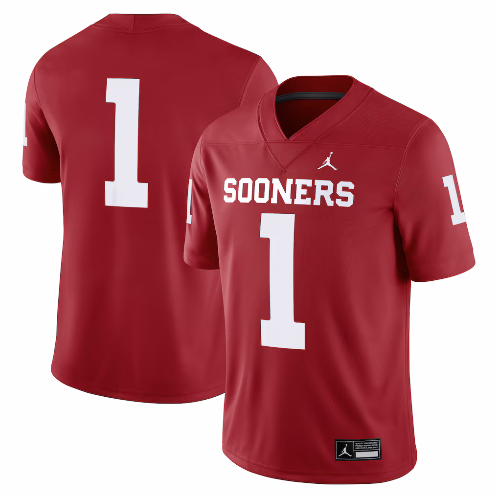 #1 Oklahoma Sooners Jordan Brand Game Jersey - Crimson/White