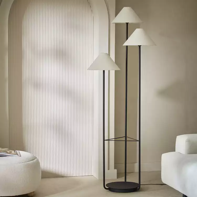 Habitat Astrid Multihead Floor Lamp - Black & Natural