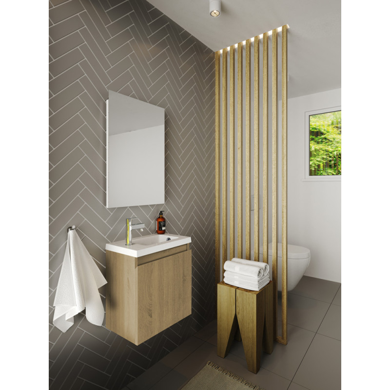 Meuble lave-mains Porto chêne hamilton 40 x 51 x 25 cm ALLIBERT
