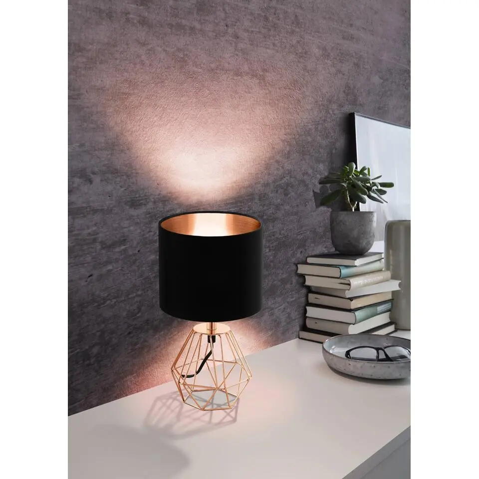 EDI light Carlton 2 Tafellamp - E14 - 30,5 cm - Koper/Zwart