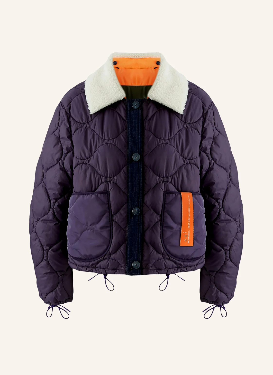 Oui Steppjacke zum Wenden mit abnehmbarem Kunstfell