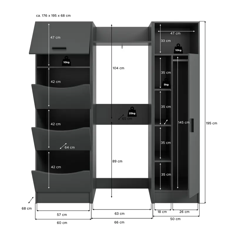 Waschmaschinenschrank 3-teilig Free