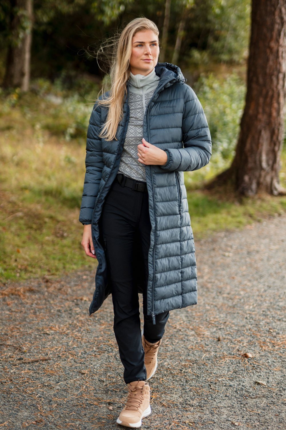 Strimfonna vattert lang parkas