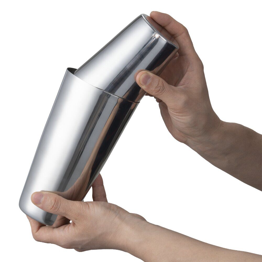 Shaker à cocktail 2 gobelets acier gris Ø10xH18cm