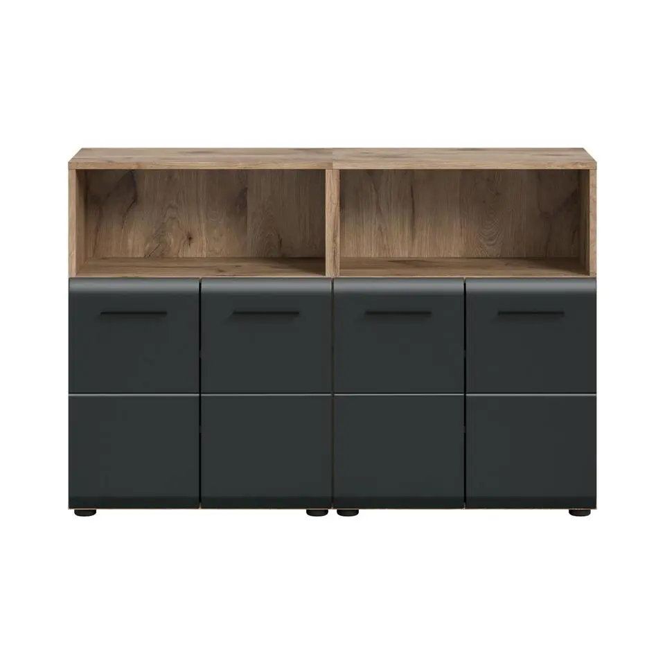 Hioshop Ice badkamer I13 zwart mat- eiken decor