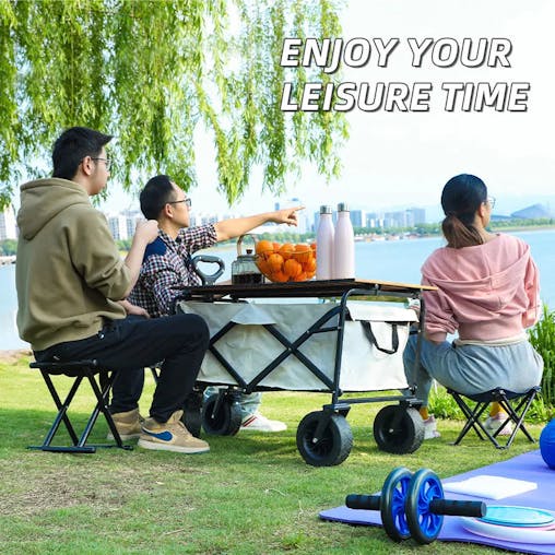 NNEOBA Collapsible Folding Beach Cart Heavy Duty Outdoor Wagon