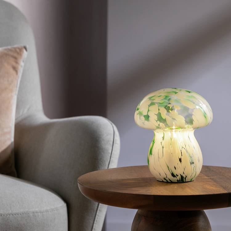 Habitat Mushroom Glass Battery Powered Table Lamp - Green