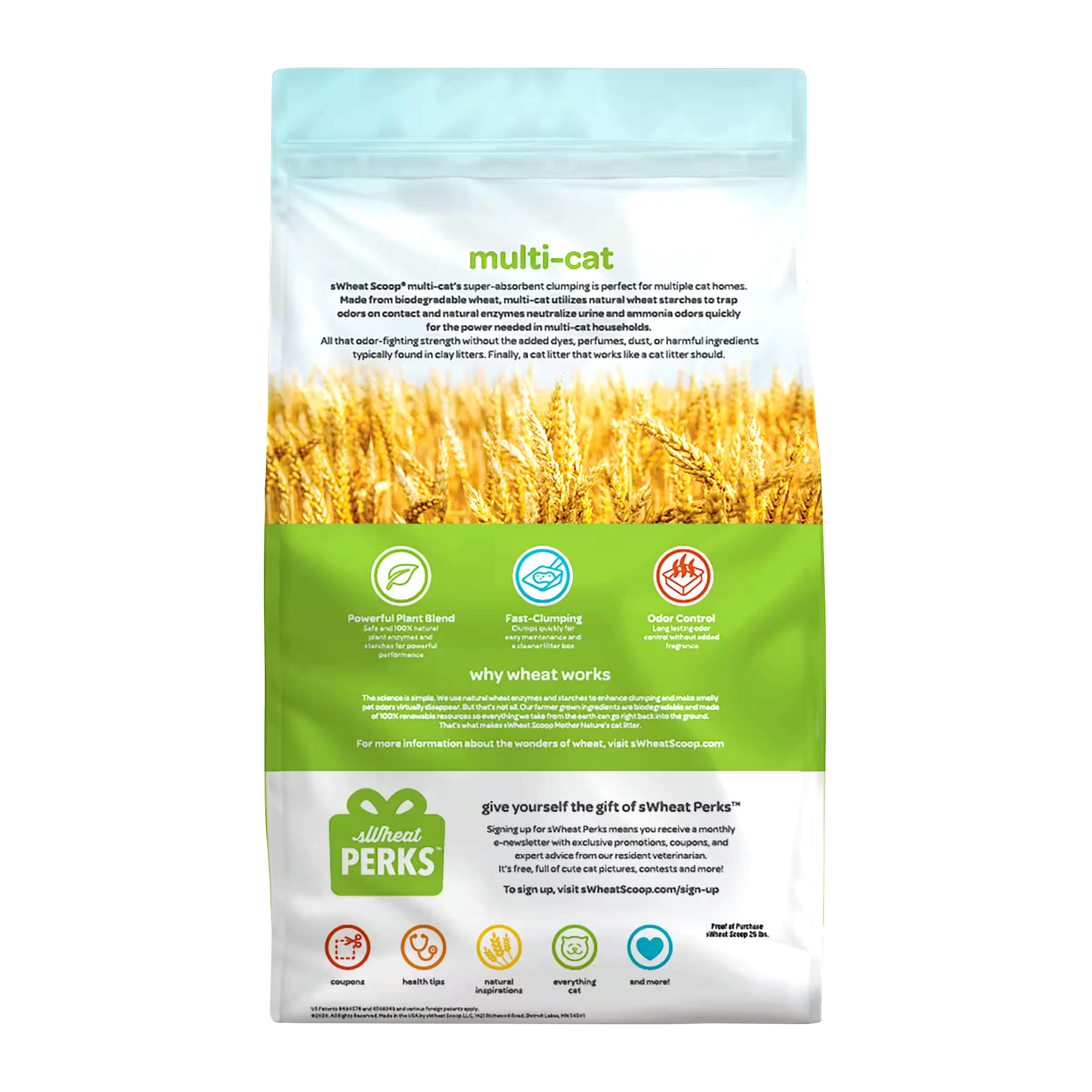 sWheat Scoop Wheat-Based Natural Multi-Cat Clumping Cat Litter, 11.3-kg