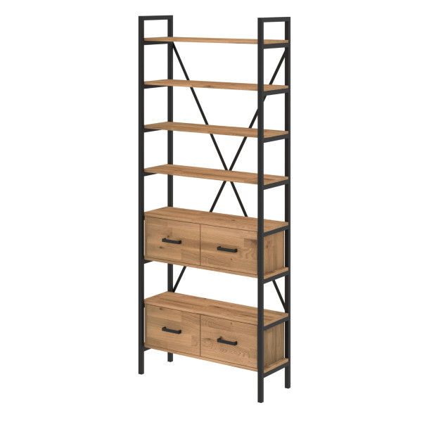 Regał dębowy Medium-Cabinet 245x80x30 cm LOFT z drzwiczkami K1-2