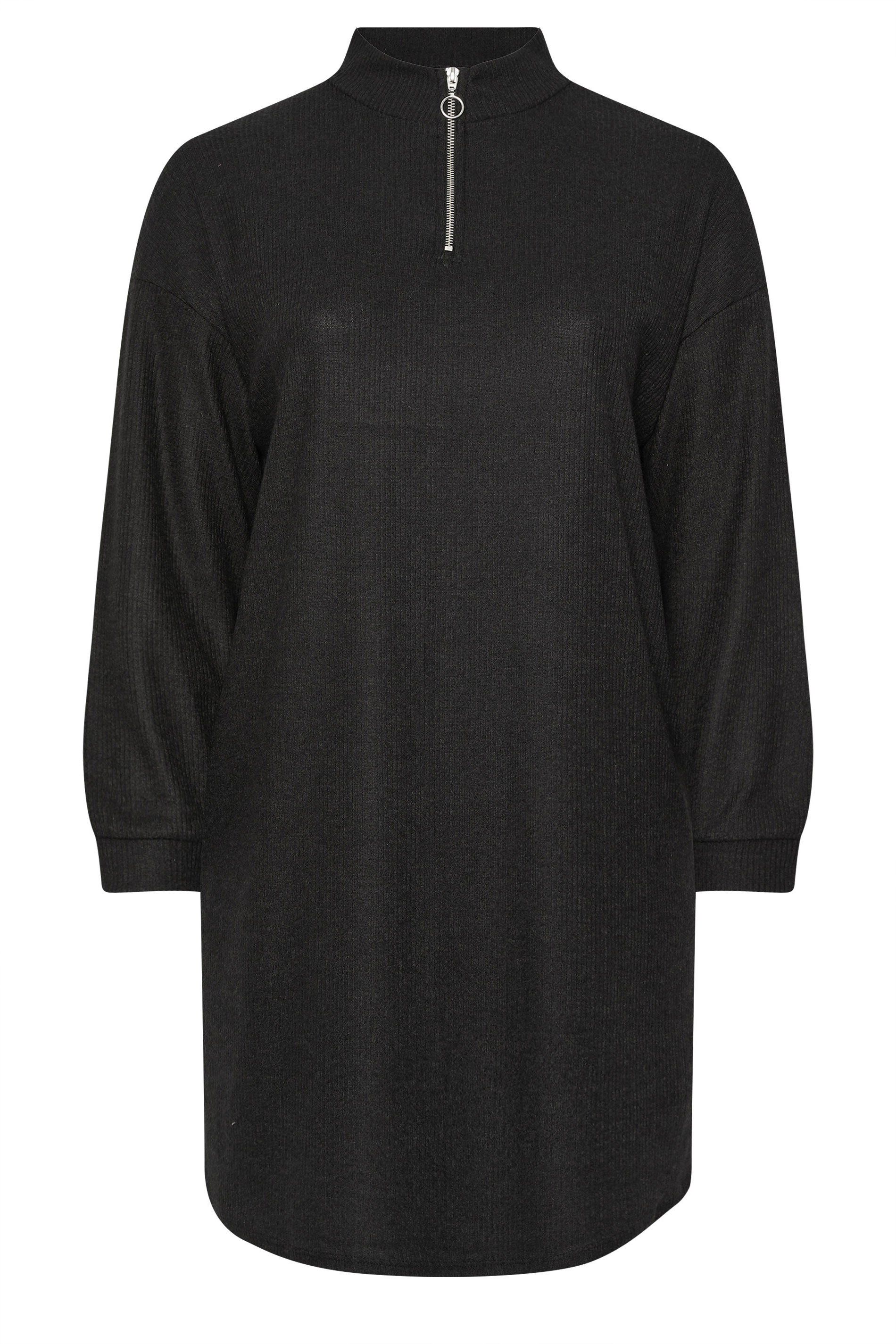 Yours Zip Neck Ribbed Jumper Dress