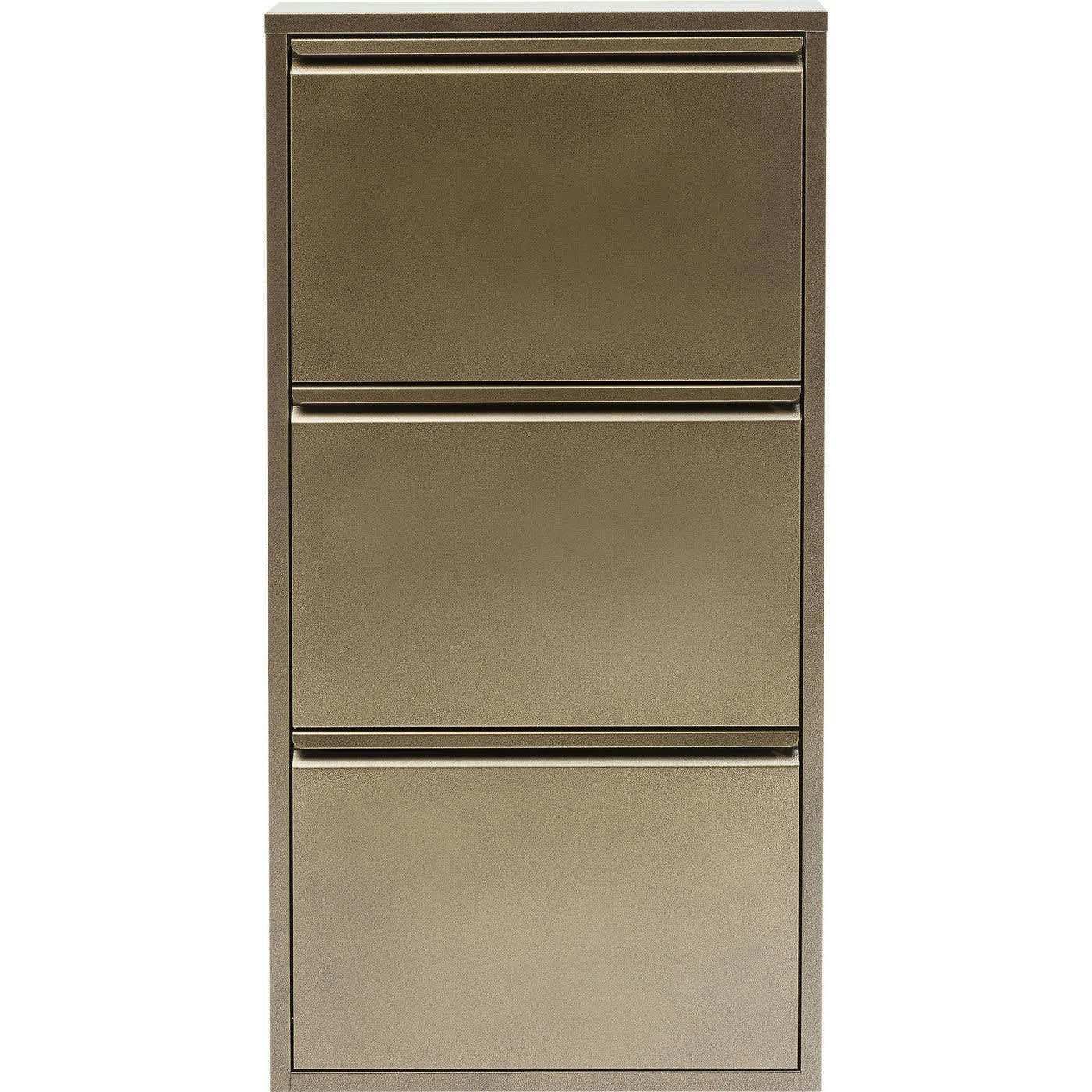 CARUSO - Casier à chaussures 3 tiroirs en acier bronze