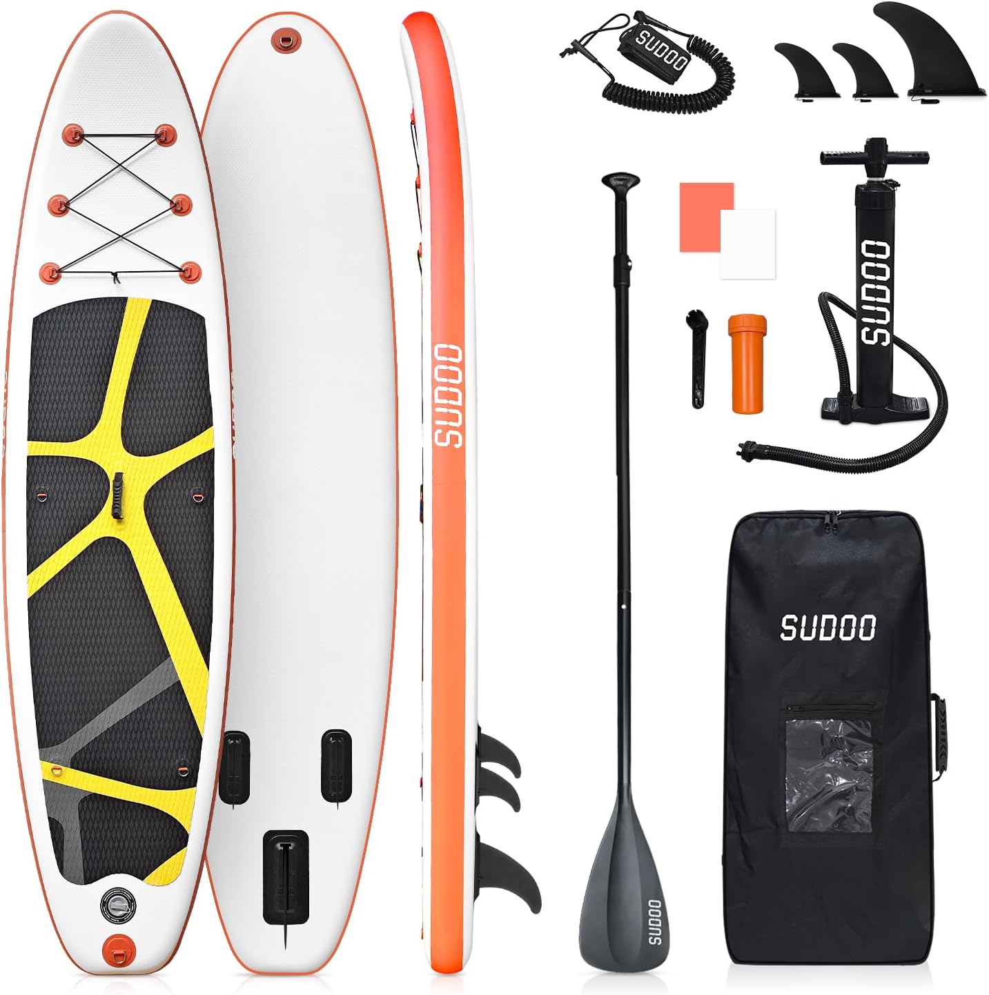Inflatable Stand Up Paddle Board 10‘x30‘‘, Ultra-Light SUP Board with Backpack, Pump, Paddle, Coil Leash, 3 Fins, Repair Kit, Stable SUP with Non-Slip EVA Deck for Adults & Youth