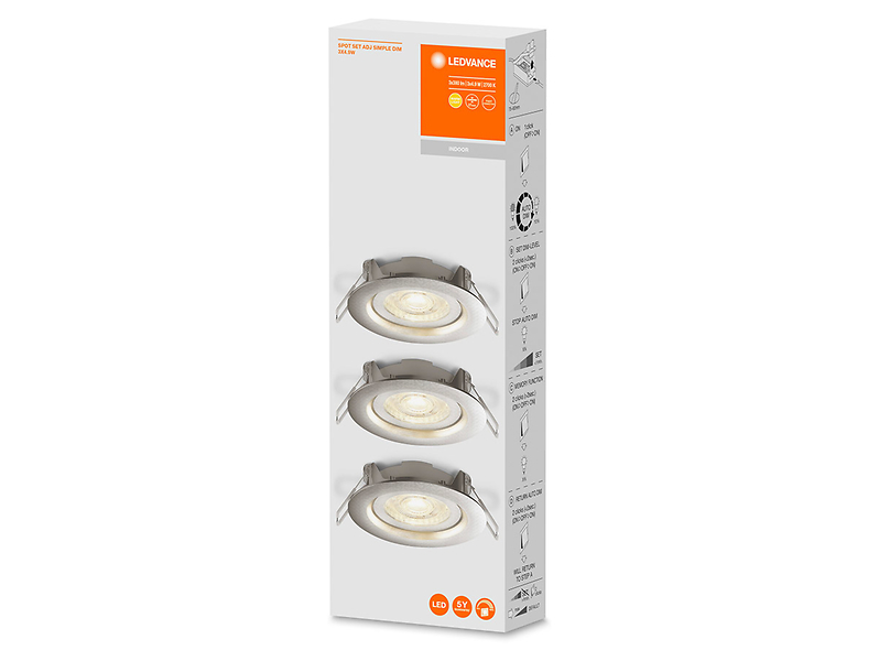 Komplet 3 oczek Spotlight LED aluminiowe 9 cm szare