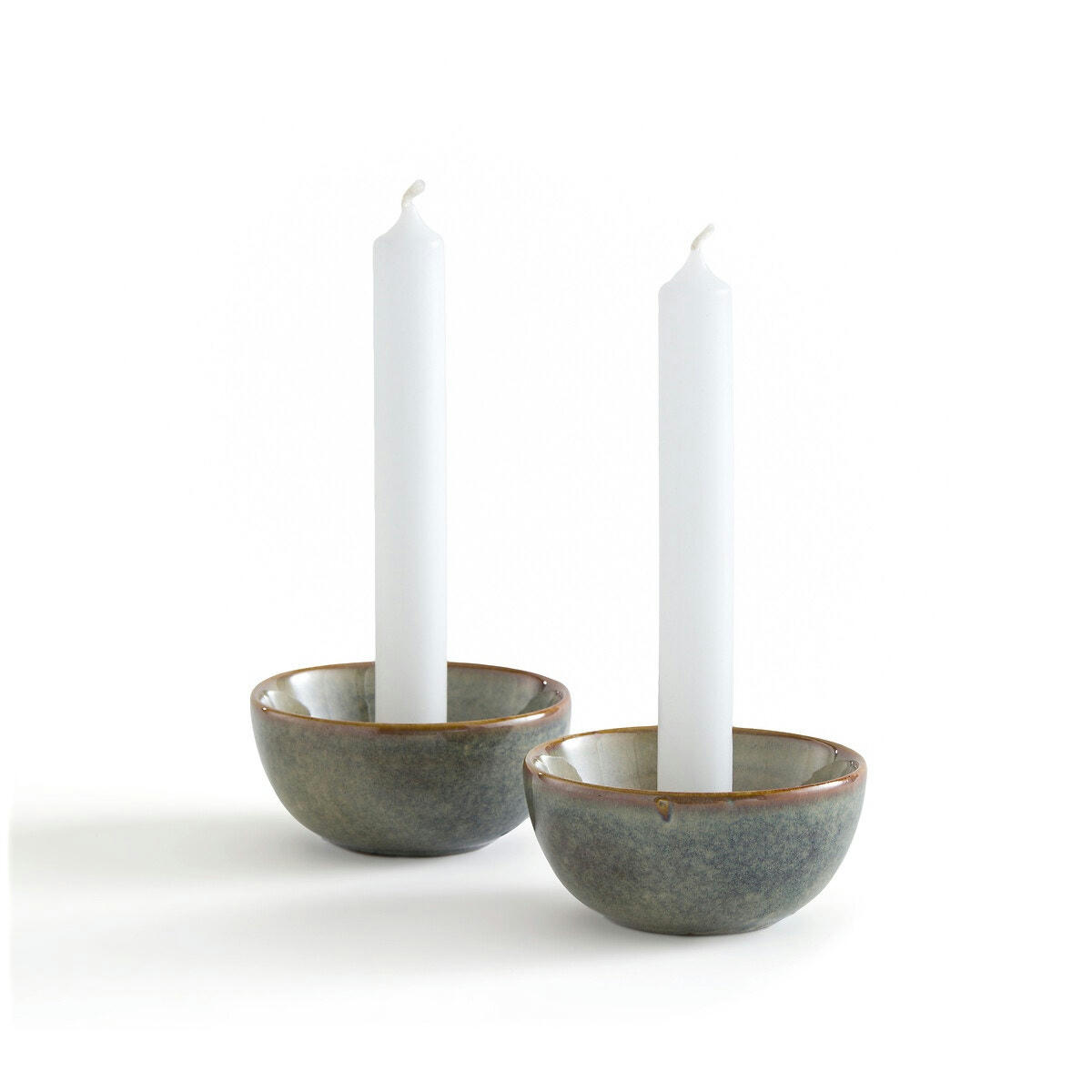 Lot de 2 bougeoirs en céramique, Nelina