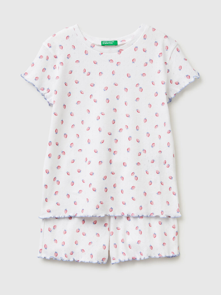 Ribbed patterned short pajamas