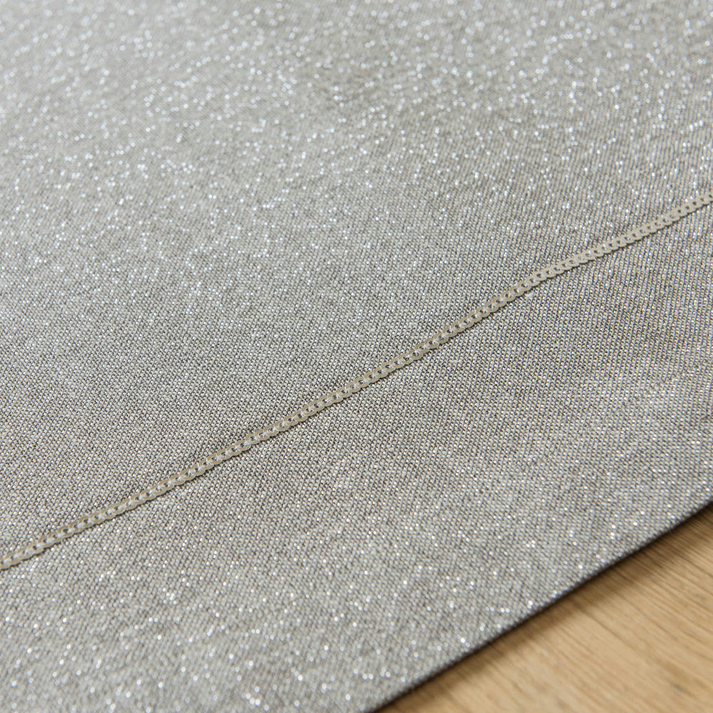 SPARKLY - Chemin de table en coton bio gris et lurex argenté 40x150
