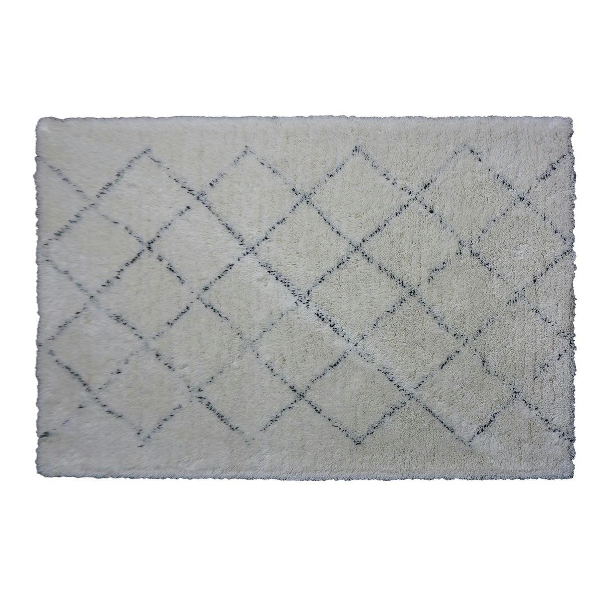 - Tapis rectangulaire esprit berbère en laine tissé main 200 x 300 cm