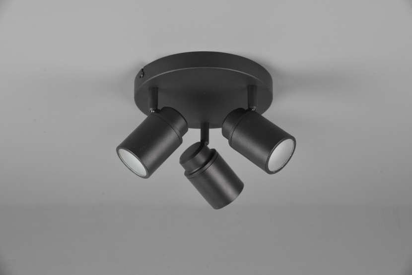 Spot okrągły czarny ANGELO 3xGU10x5W wym:15,5x20x20cm IP44 Trio