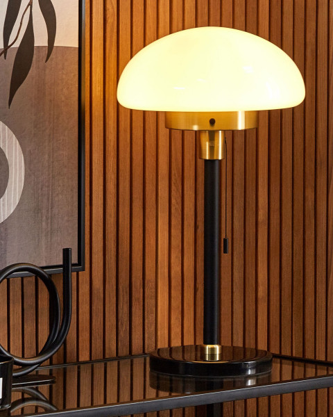 Lampka stołowa nocna 55 cm czarna metalowa