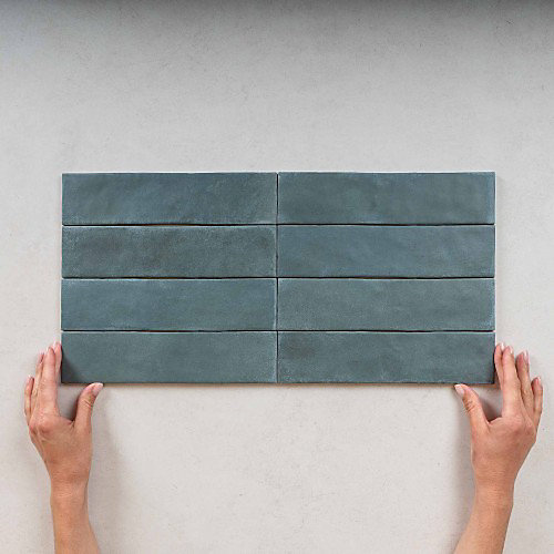 Carrelage Effet Zellige Bleu ARGILE 6x24,6 Glacier - Les Carreaux de Jean