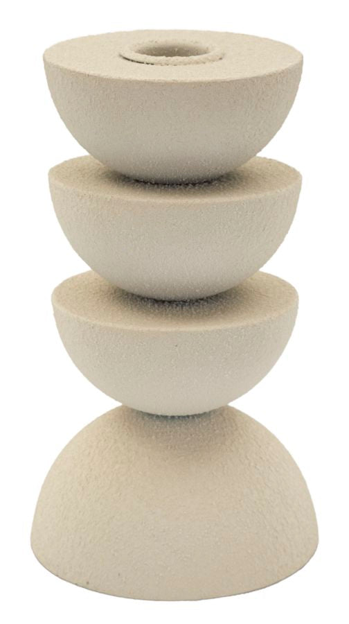 Crèmekleurige metalen kaarsenhouder ø 9x15 cm