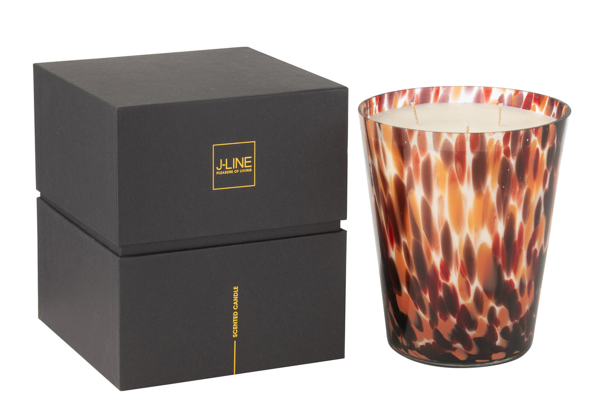J-Line geurkaars Noa - Magnificient Birch - glas - rood - large - 95U