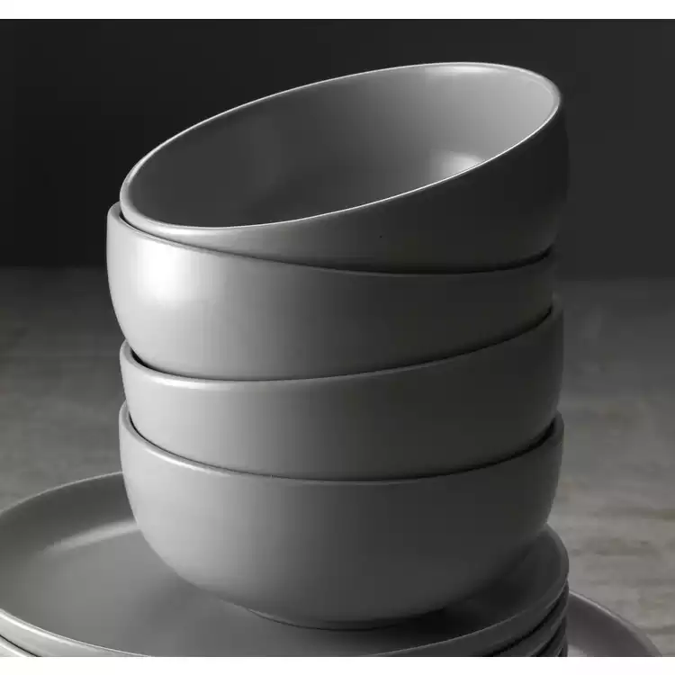 Habitat 12 Piece Stoneware Dinner Set - Matt Grey