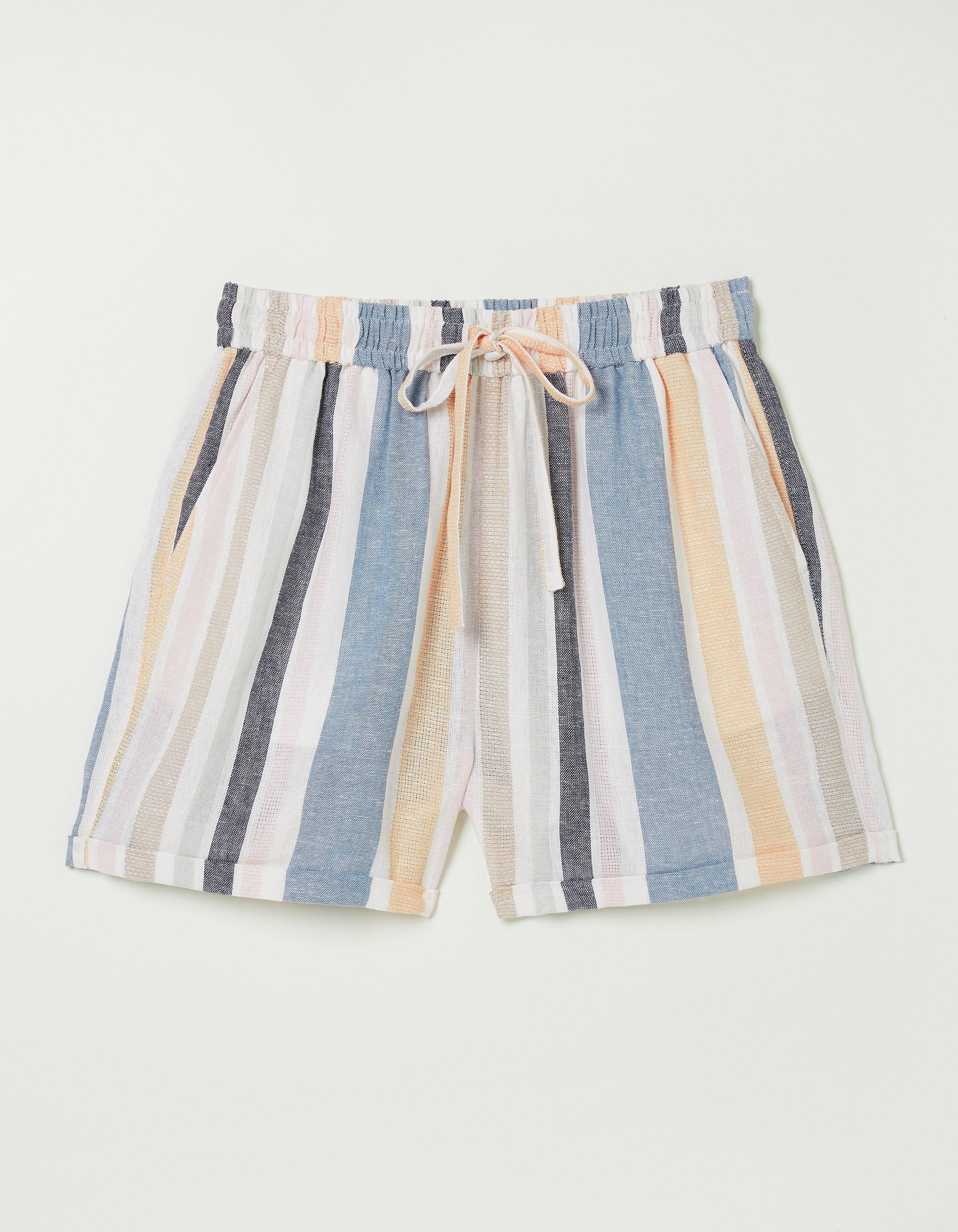 Tenby Multi Stripe Linen Blend Short