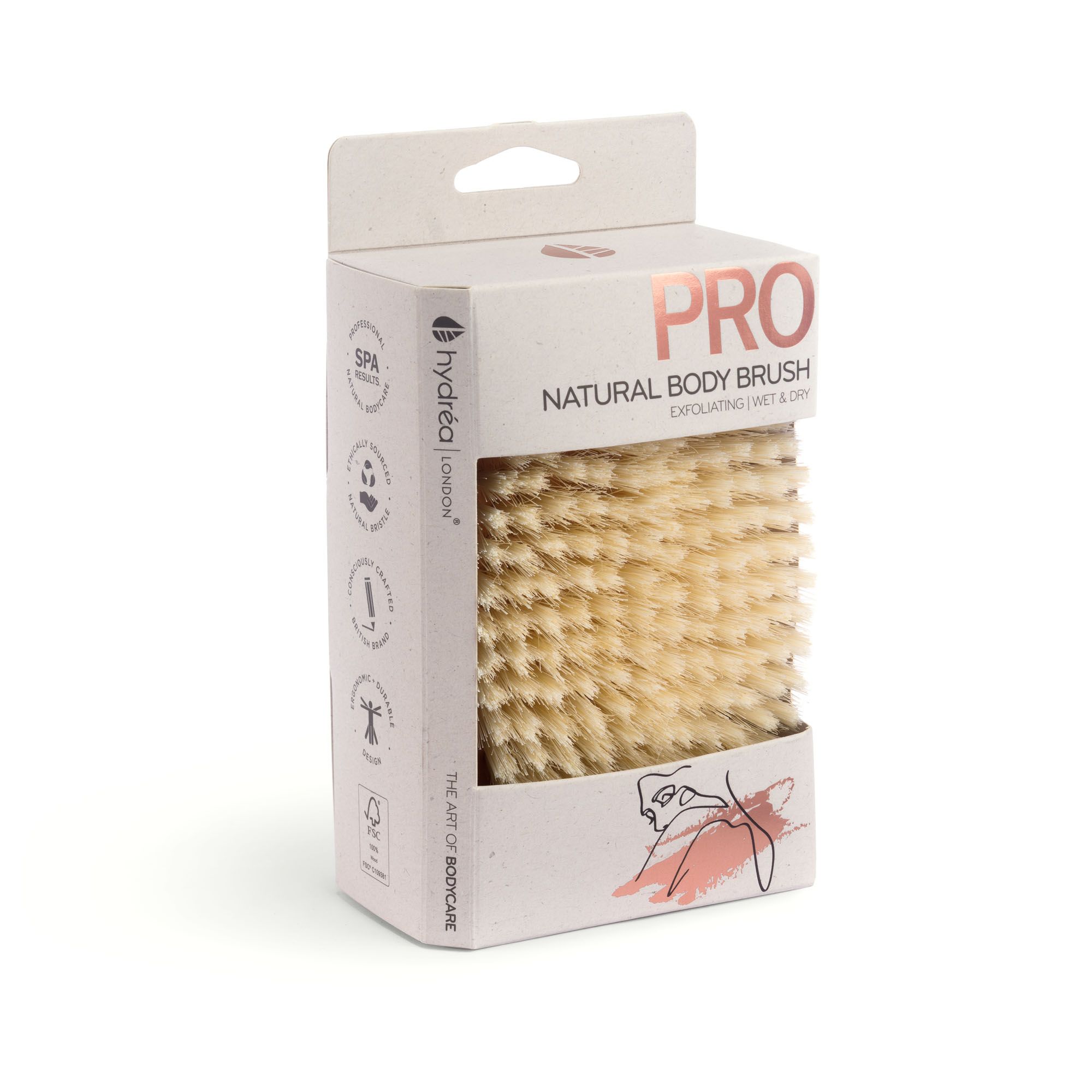 Hydrea London Pro Wet & Dry Body Brush with Natural Bristle