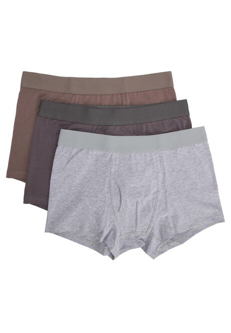 Mens 3pk Grey Keyhole Trunks