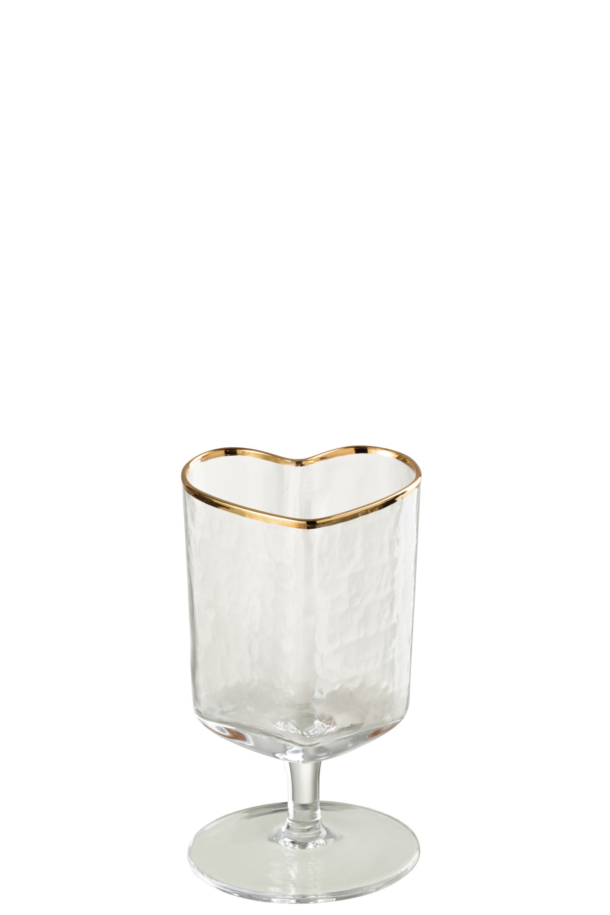 J-Line wijnglas Hart - glas - goud/transparant - 12 stuks