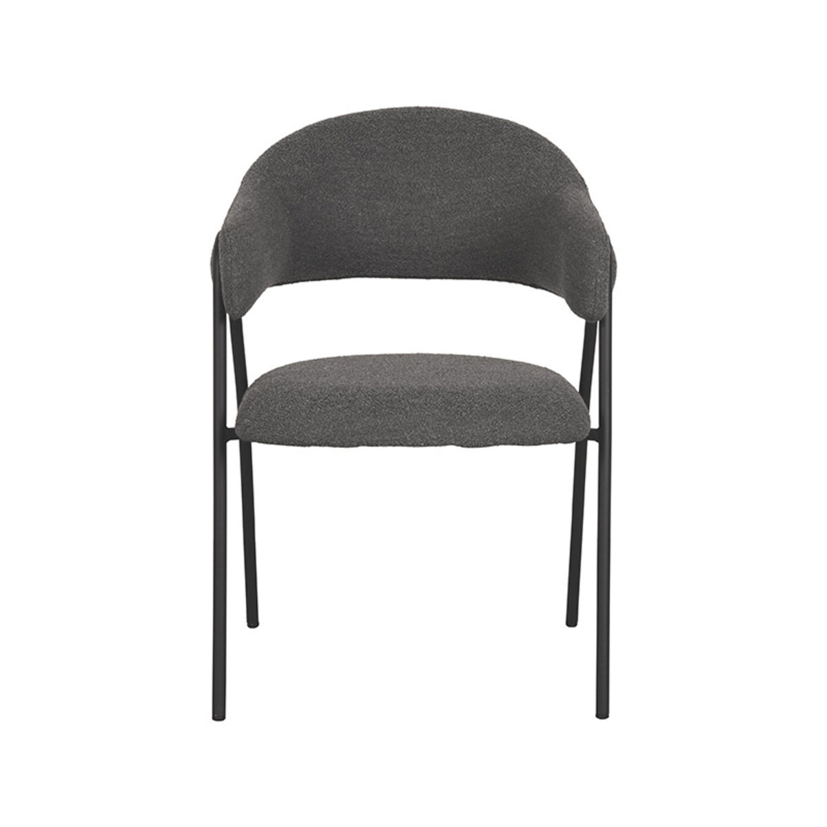 LABEL51 Eetkamerstoel Lowen - Grijs Bouclé - Zithoogte 49cm - Set van 2