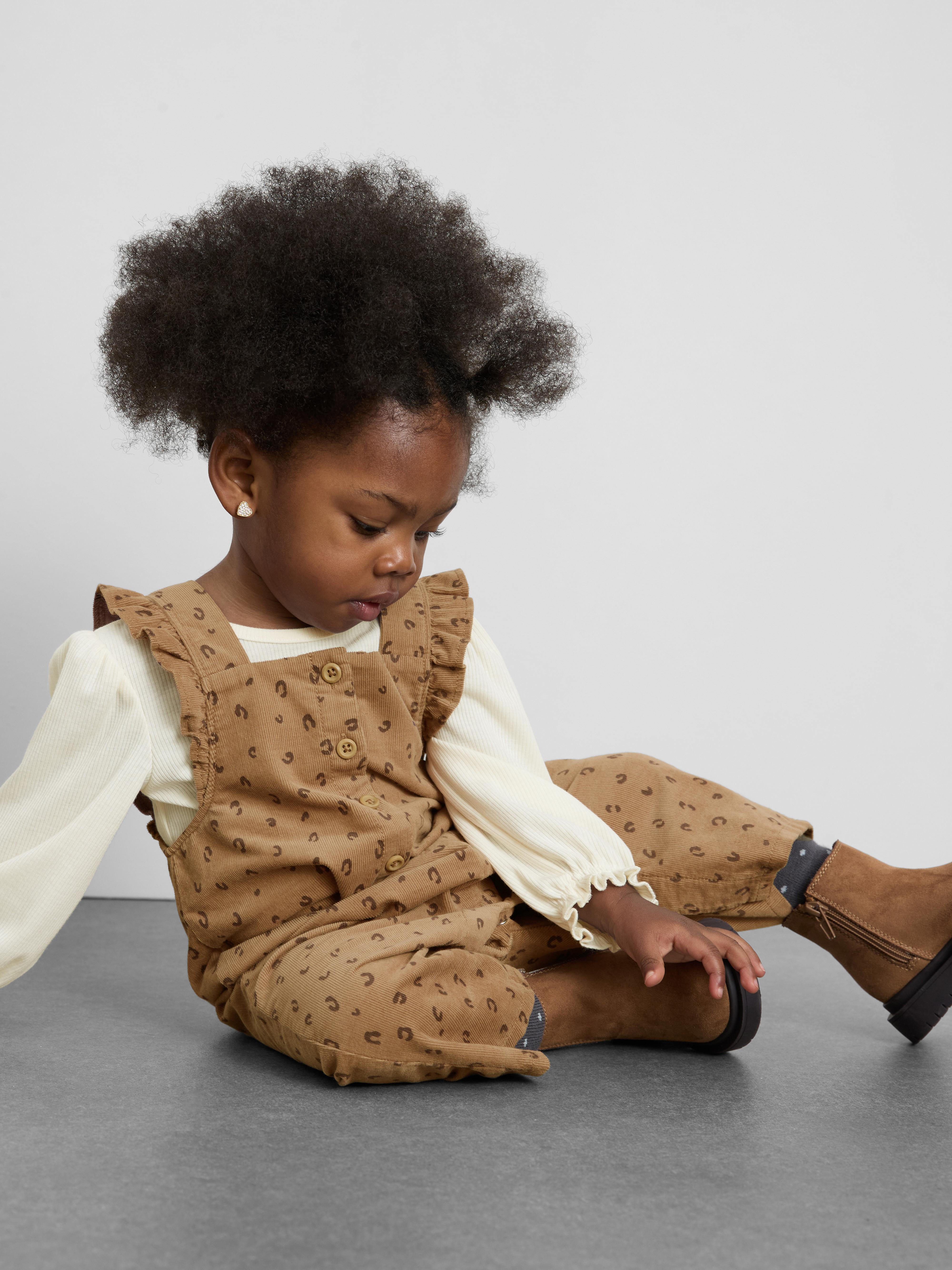 0-36mths | Long Sleeve Blouse and Leopard Print Overalls Set