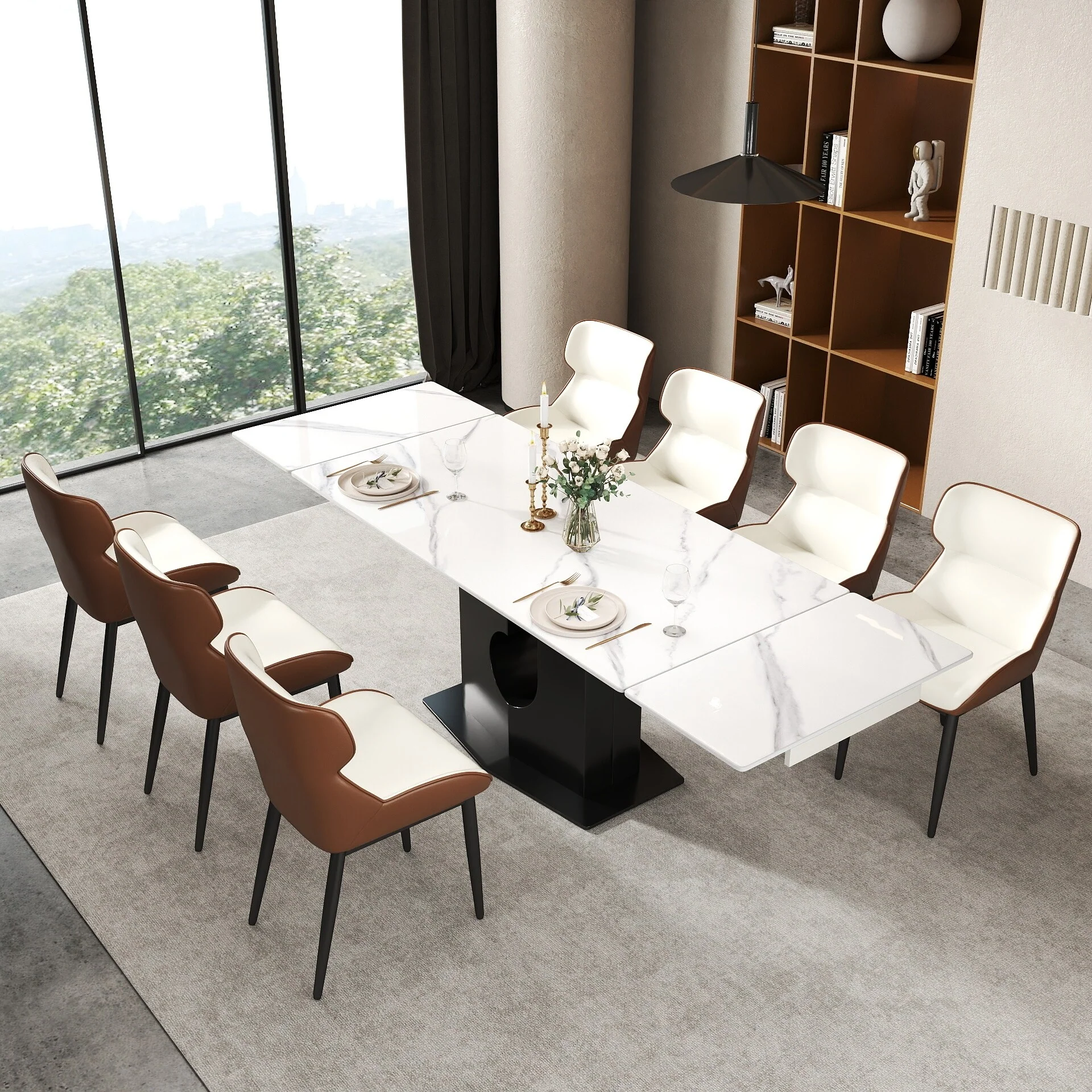 63''-94'' Kitchen Large Extendable Dining Table for 4-8 People