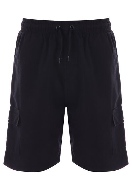 Older Boys Black Cargo Swim Shorts