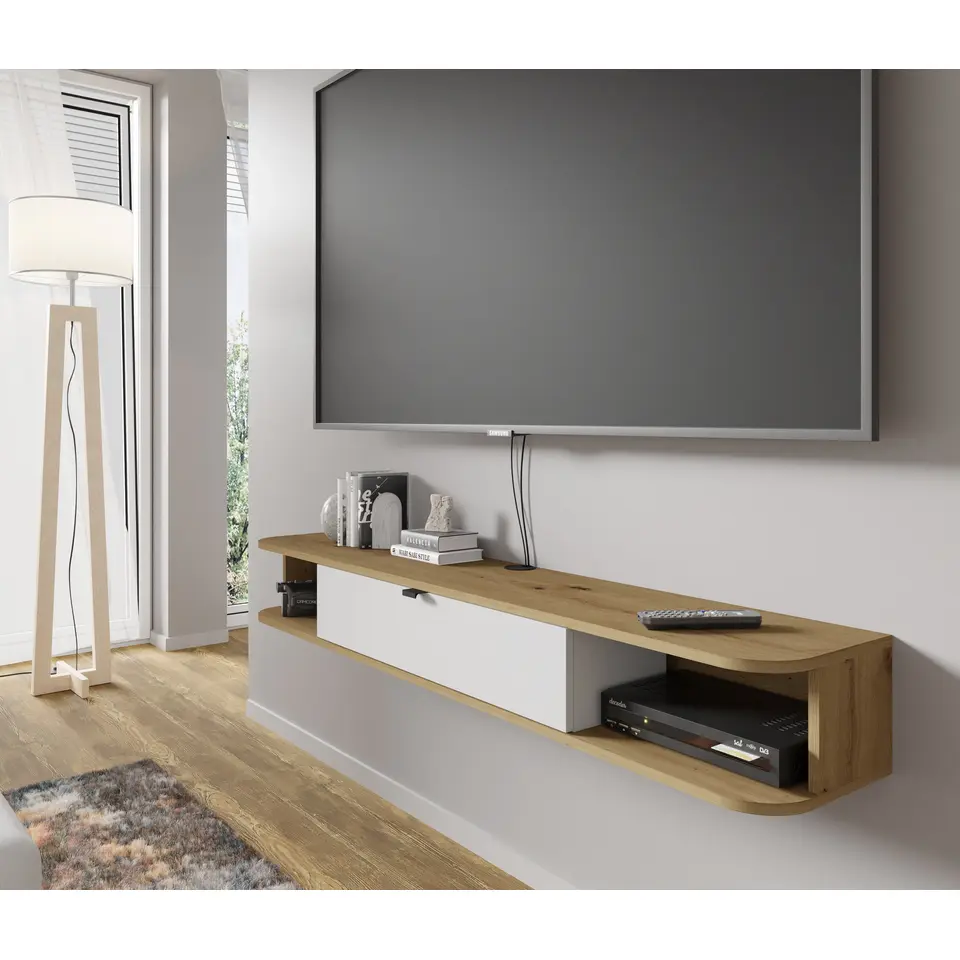Icarus TV - meubel 156 cm artisan eiken/wit mat