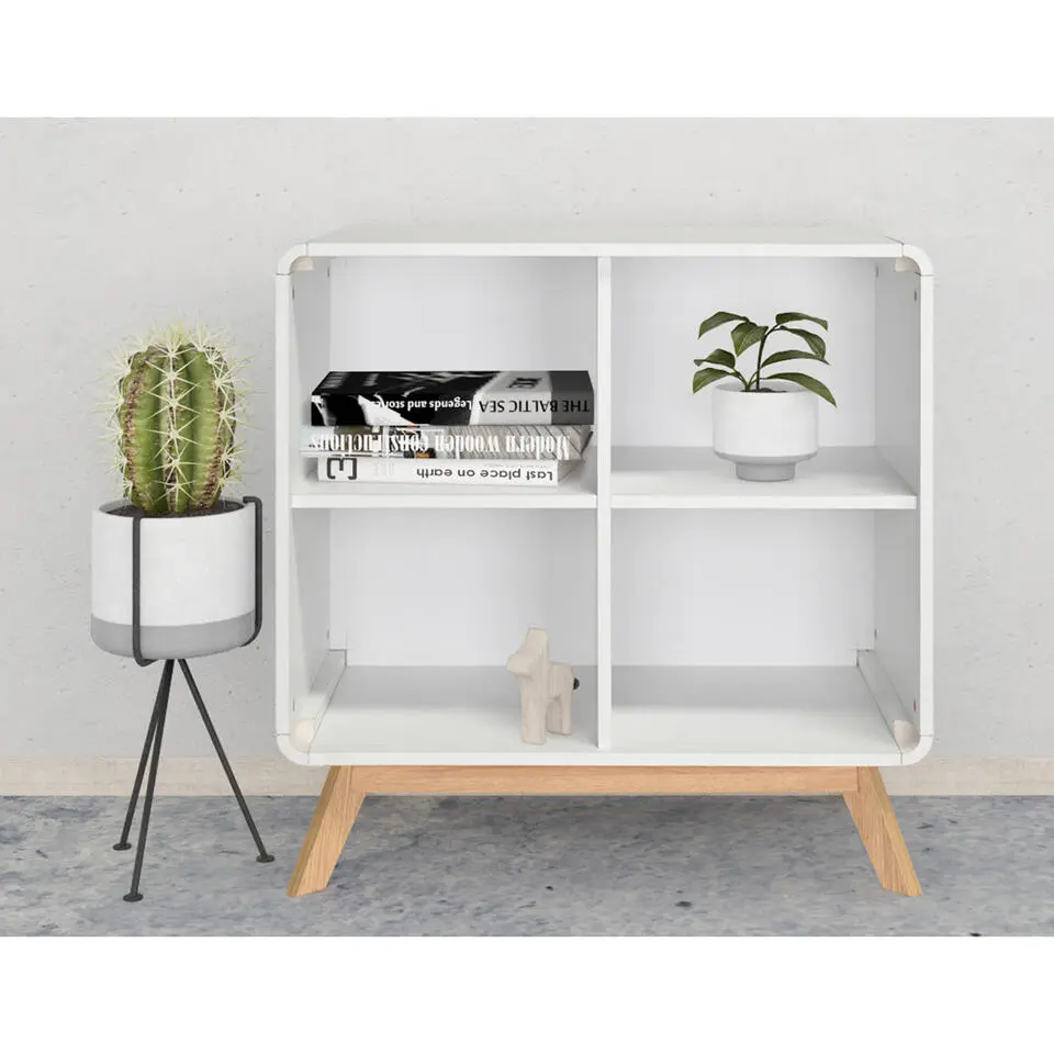 Cassie - Boekenkast met 4 planken wit van spaanplaat