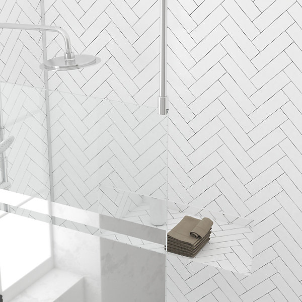 Paroi de Douche 100x200cm Miroir - Profilé   Barre Plafond Finition Chrome - FREEDOM 2 MIRROR
