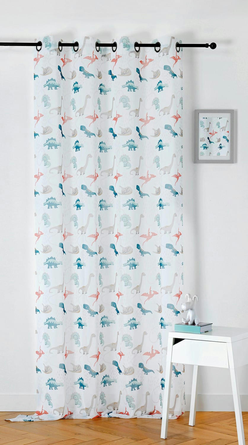 DINO - Rideau d'ameublement polyester enfant Blanc 150x240cm