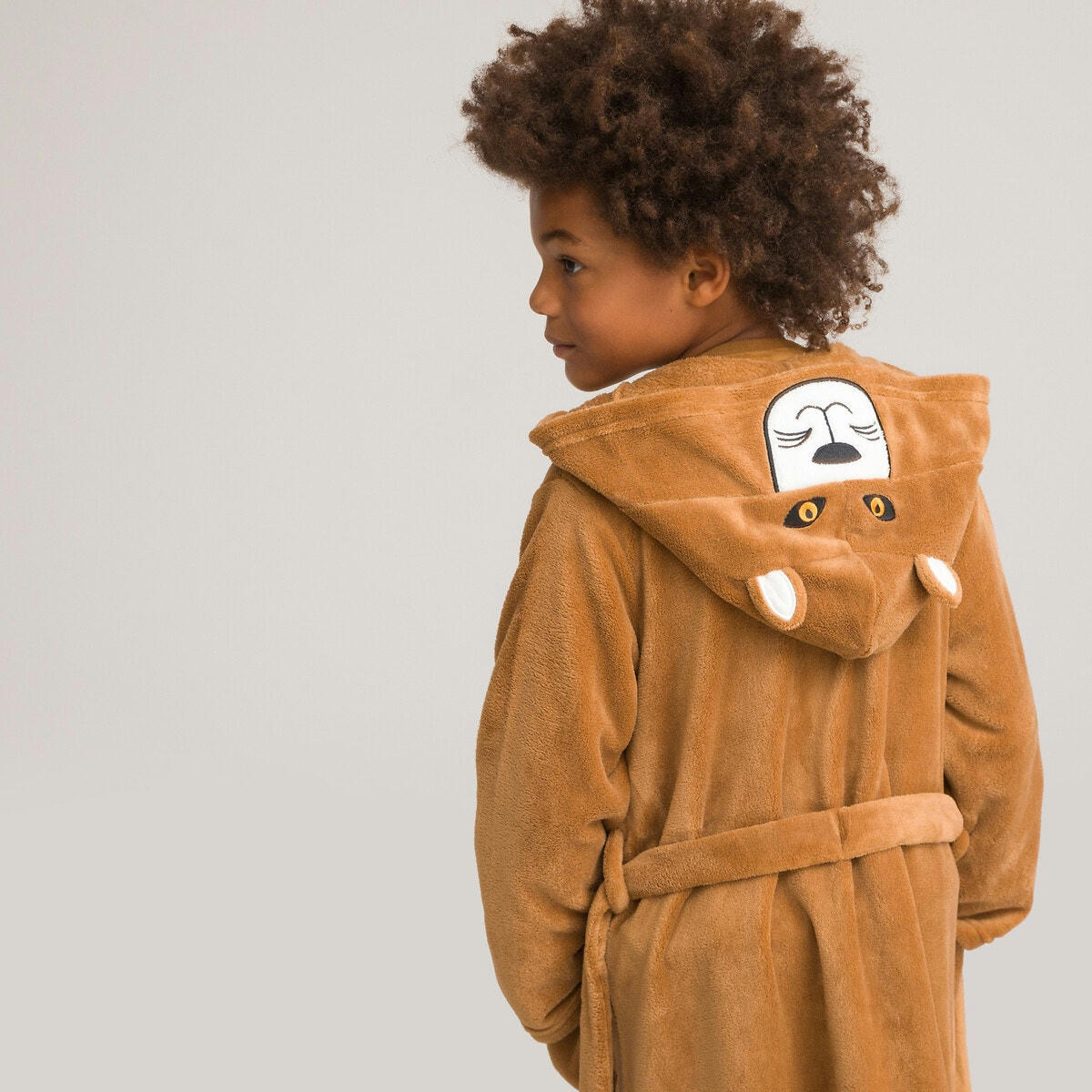 Robe de chambre maille polaire, capuche brodée