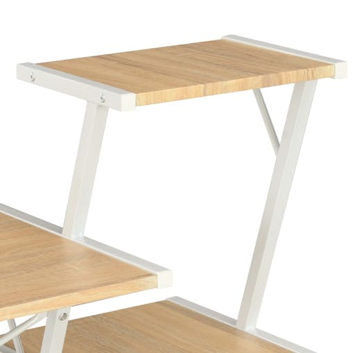 NNEVL Desk with Shelf White and Oak 116x50x93 cm