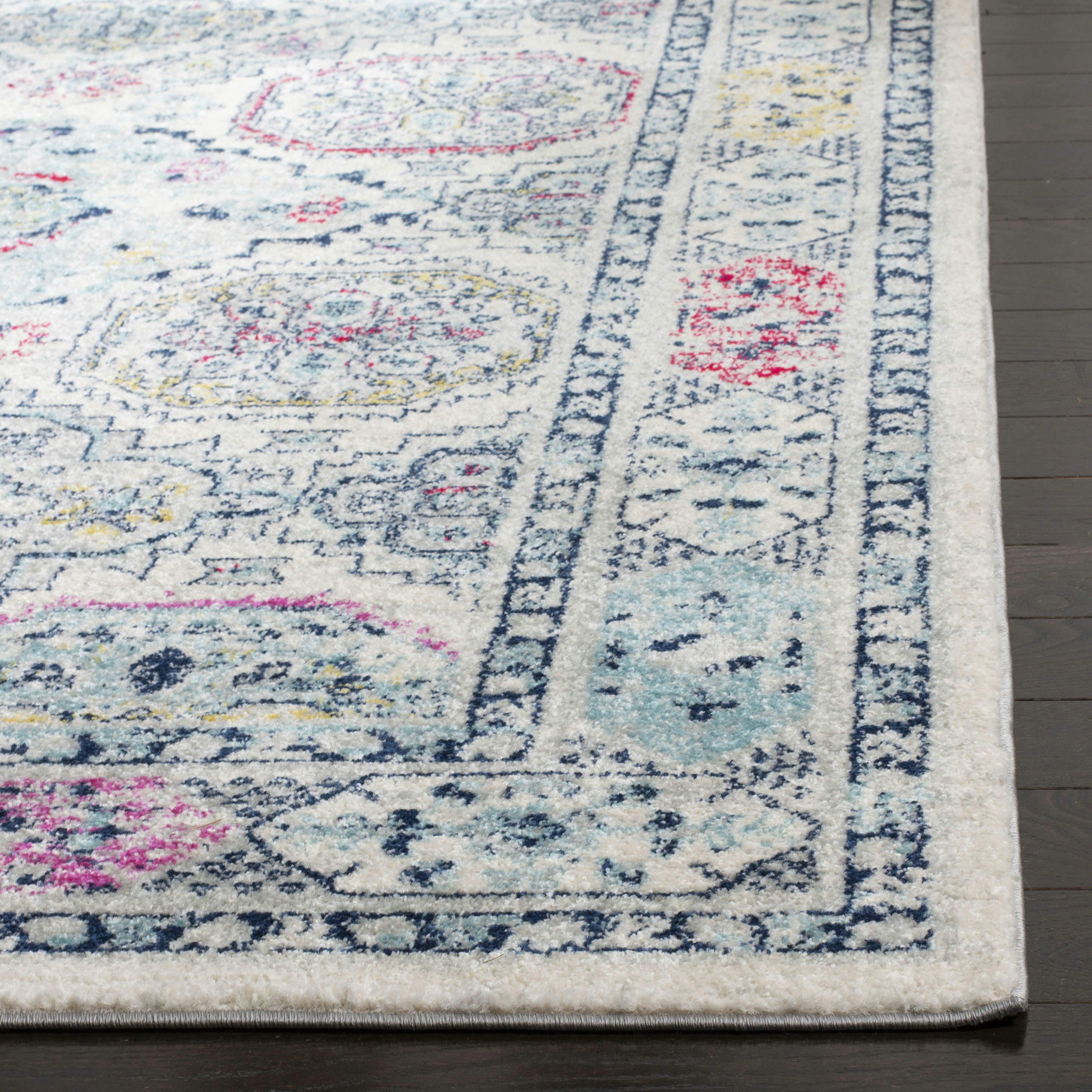 MADISON - Tapis de salon interieur en gris clair & fuchsia, 61 x 244 cm