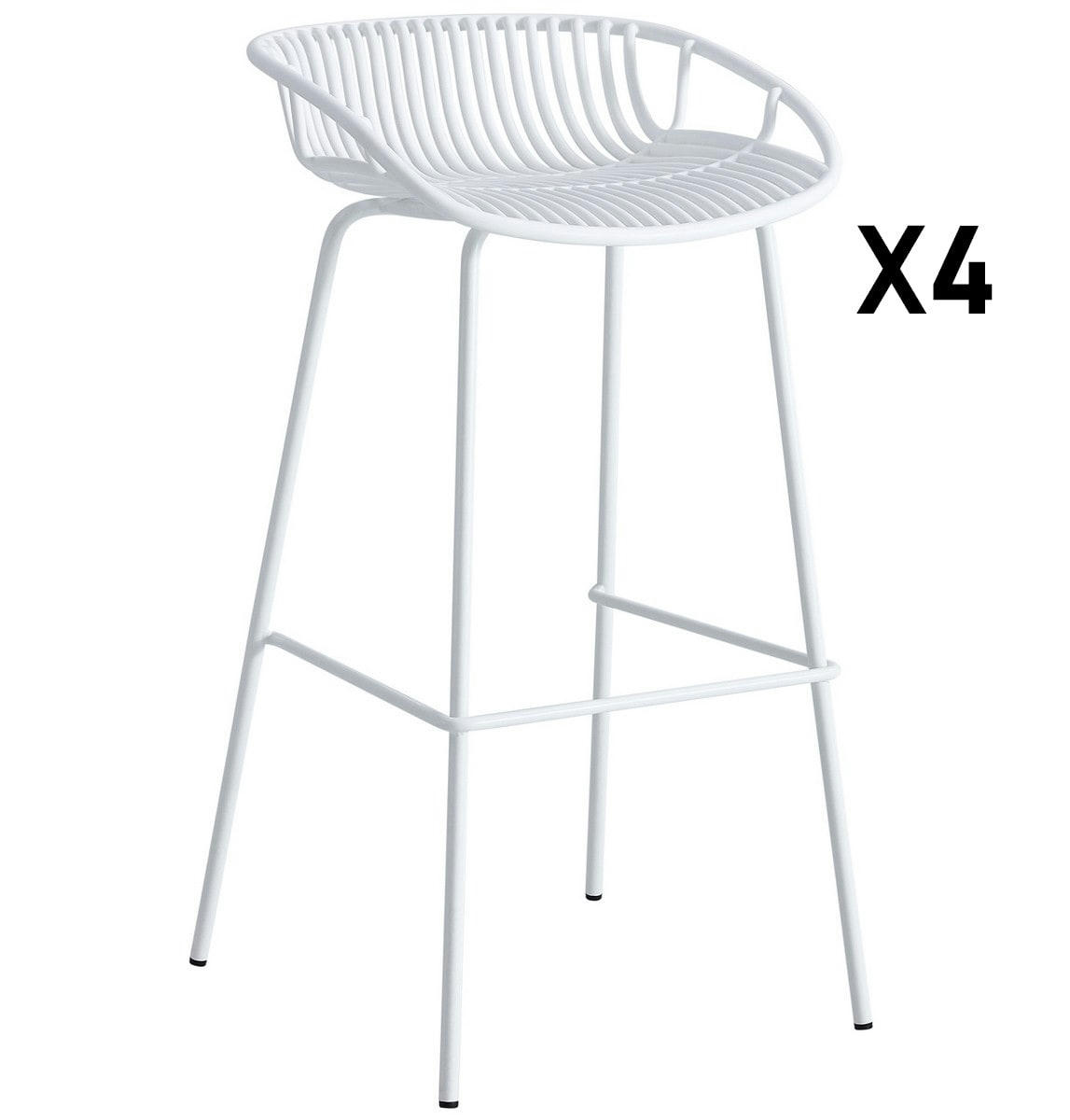 PALMA - 4 Tabourets de bar blanc