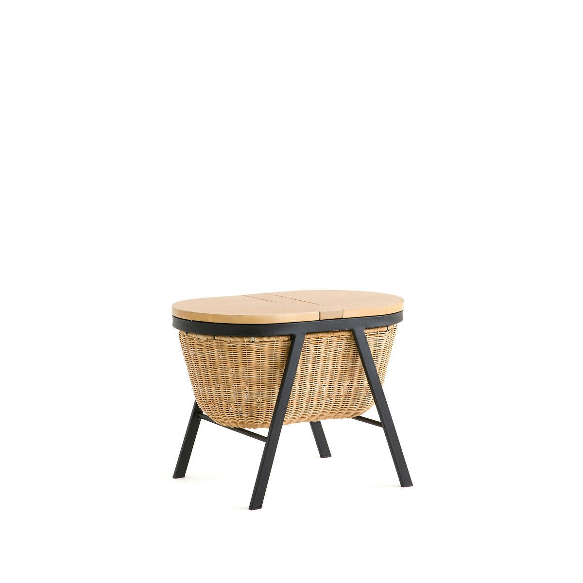 Tabouret coffre acacia et métal, Belti
