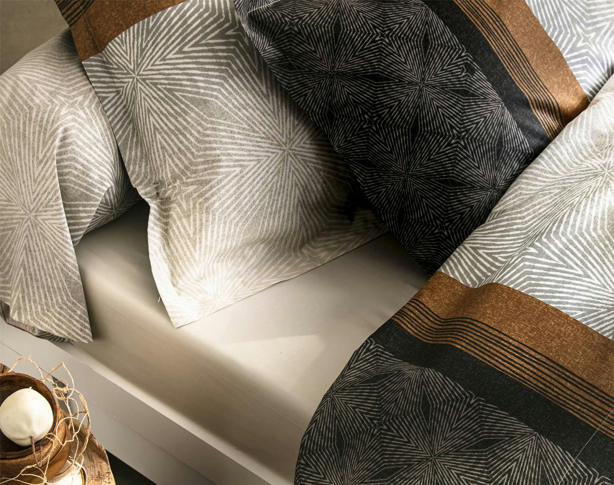 SACHA - Drap-housse 140x190x28 beige sable en coton