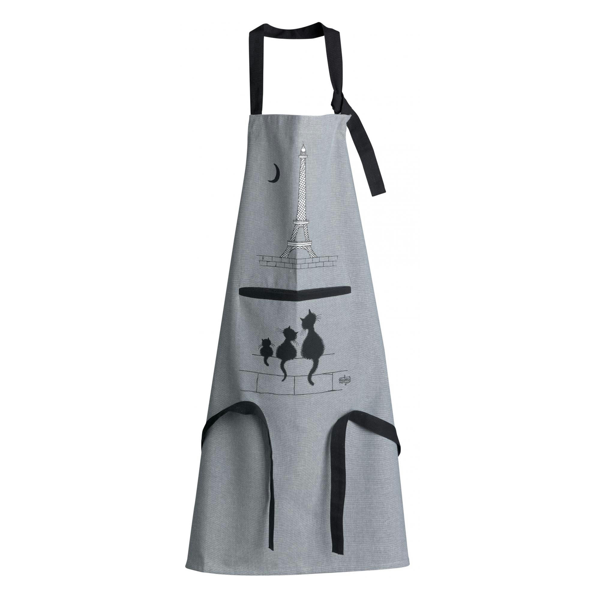 DUBOUT - Tablier de cuisine  chats en coton gris 72 x 85